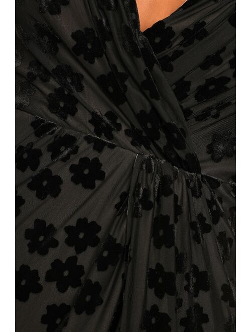 Lulus Limousine Lifestyle Black Burnout Velvet Floral Midi Dress