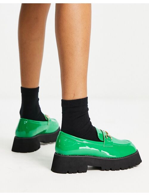 RAID Wide Fit Monster chunky loafers in green patent