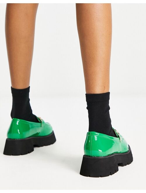 RAID Wide Fit Monster chunky loafers in green patent