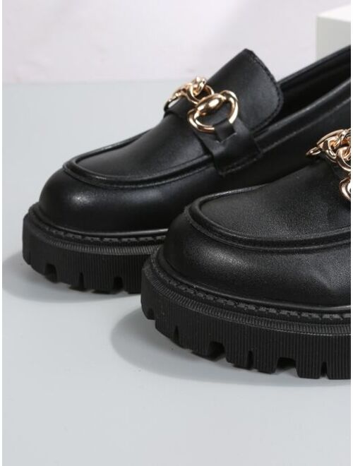 Shein Chain Decor Flatform Loafers