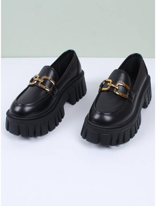 XIUCHENG Shoes Metal Decor Flatform Loafers