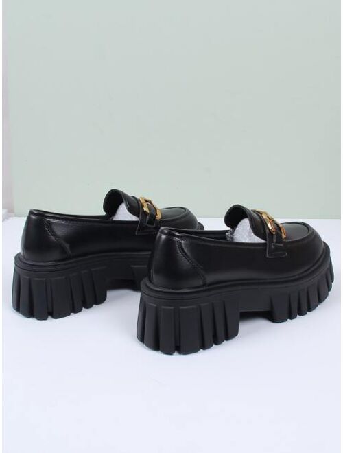 XIUCHENG Shoes Metal Decor Flatform Loafers