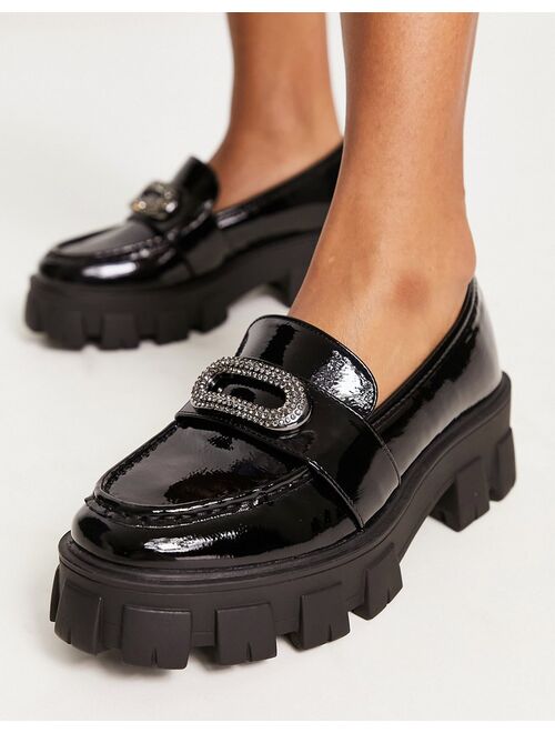 Glamorous chunky loafers with embellishment in black