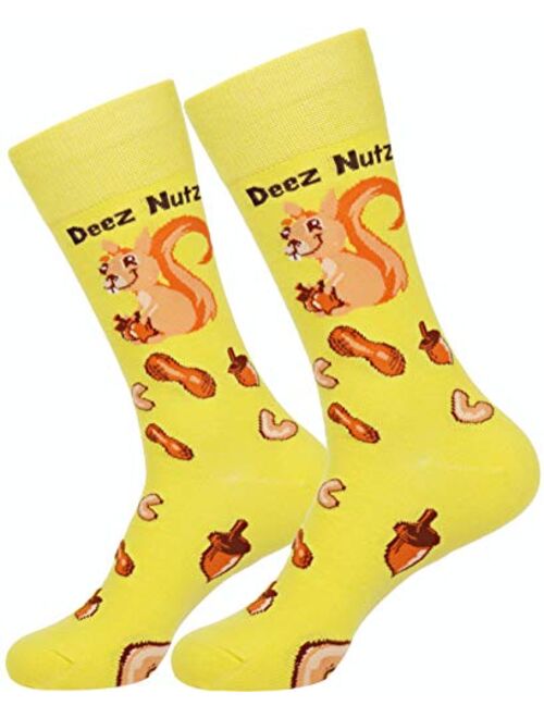 TC9SOCKS Funny Socks Deez Nuts Meme Socks Squirrel Lovers Socks Fun Socks Unisex Funky Socks Casual Dress Socks