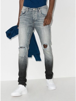 distressed gradient-effect straight-leg jeans