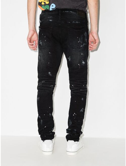 Purple Brand paint splatter-effect skinny jeans
