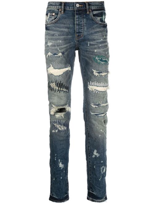 Purple Brand extreme-distressed slim jeans