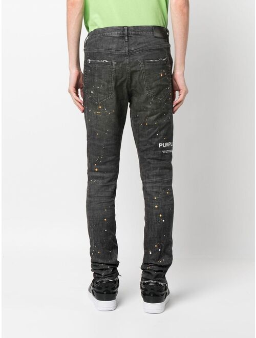Purple Brand paint-splattered slim-cut jeans