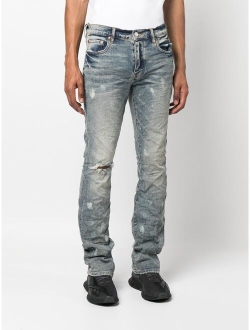 medium-wash slim-cut jeans