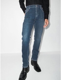 embroidered-logo straight-leg jeans