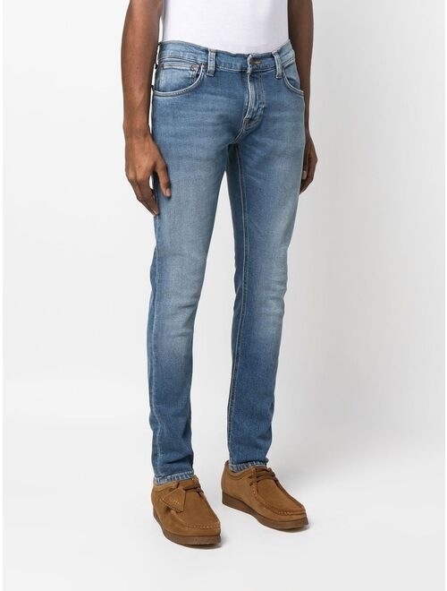 Nudie Jeans logo-patch straight-leg jeans