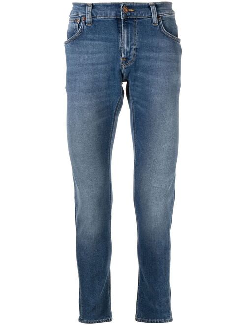 Nudie Jeans logo-patch straight-leg jeans