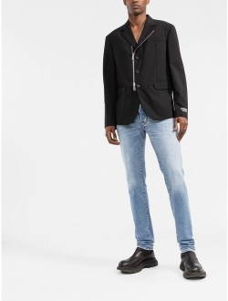 stone-washed slim-fit jeans