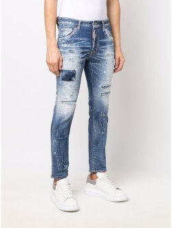 stonewashed distressed jeans