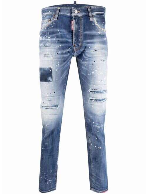 Dsquared2 stonewashed distressed jeans
