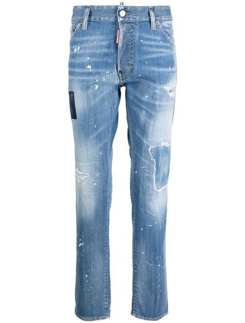 Dsquared2 distressed mid-rise straight-leg jeans