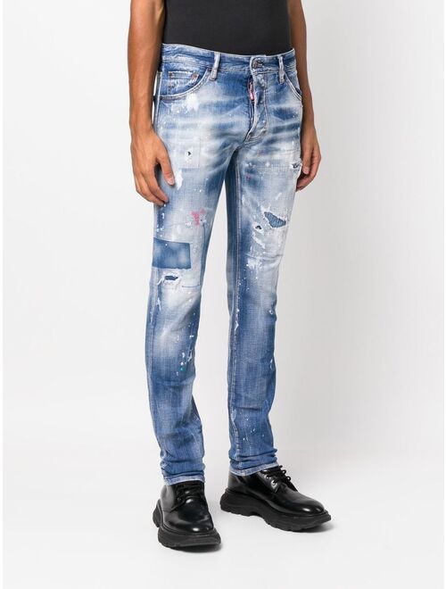 logo-embroidered slim-cut jeans