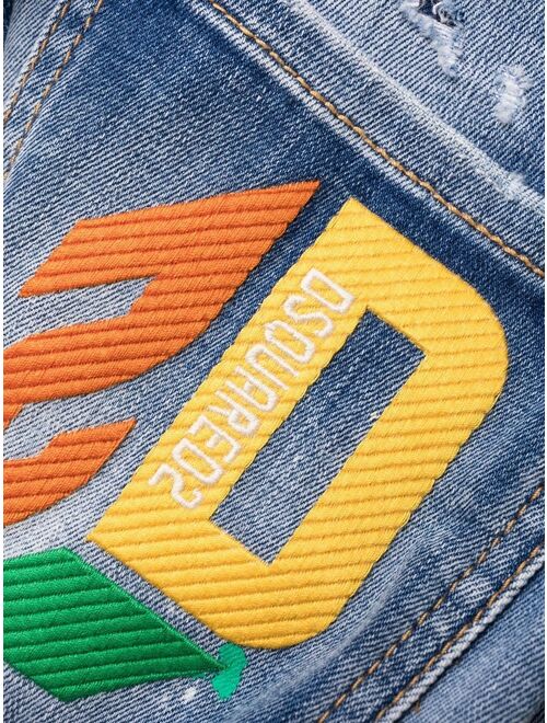 logo-embroidered slim-cut jeans