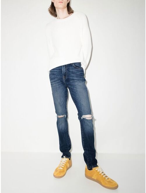 True Religion ripped slim-fit jeans