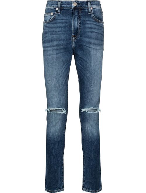 True Religion ripped slim-fit jeans
