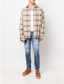 distressed-finish straight leg jeans