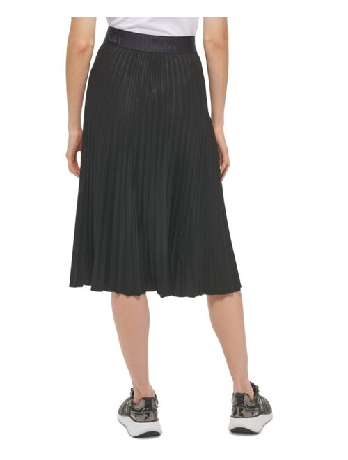 DKNY Women's Plisse Pleated Faux Suede Skirt