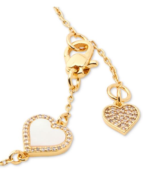 Kate Spade New York Gold-Tone Pave & Mother-of-Pearl Heart Link Bracelet