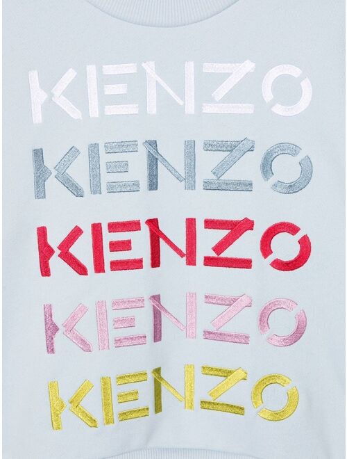 Kenzo Kids logo-print crew neck sweatshirt