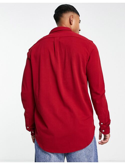 Polo Ralph Lauren icon logo button down pique shirt in dark red