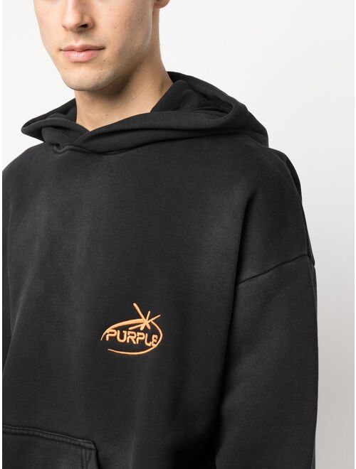 Purple Brand logo embroidery cotton hoodie
