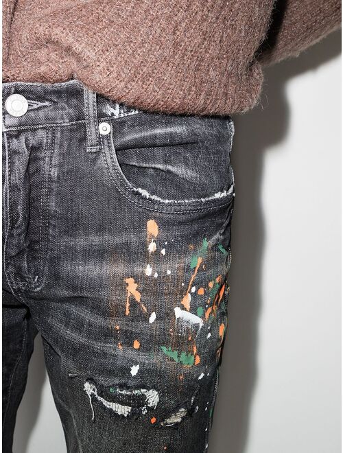 Purple Brand paint-splatter slim-fit jeans