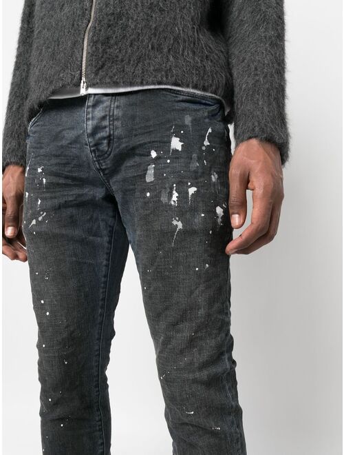 Purple Brand paint-splatter detail jeans