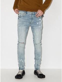 paint splatter-print skinny-cut jeans