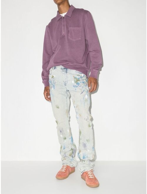 Purple Brand paint-splatter bootcut jeans