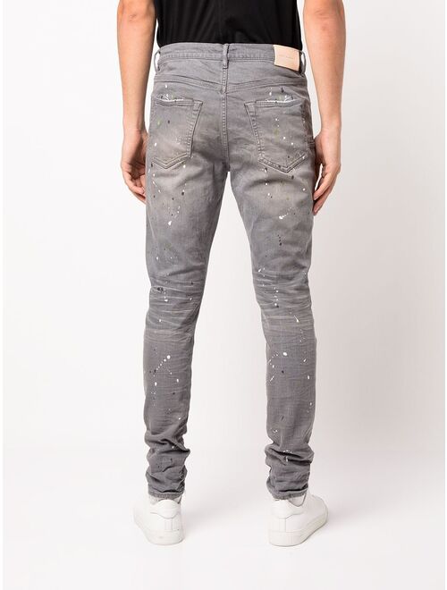Purple Brand paint splatter-print distressed jeans