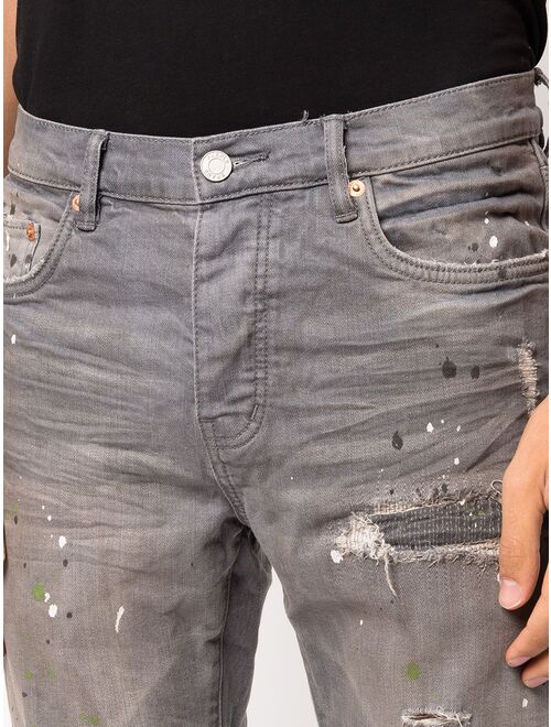 Purple Brand paint splatter-print distressed jeans