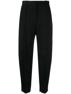Sewn tapered wool trousers