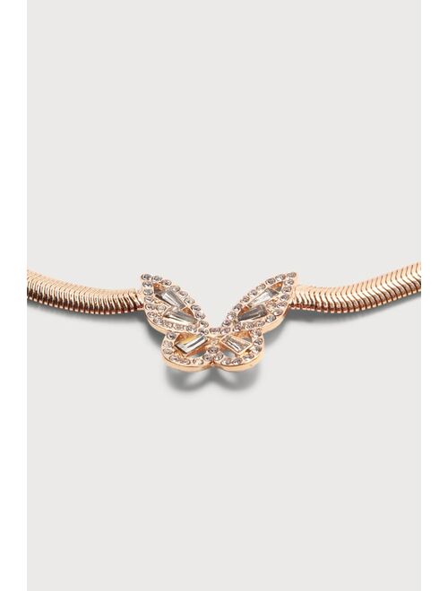 Lulus 8 Other Reasons Getting Butterflies 18KT Gold Butterfly Snake Chain Necklace