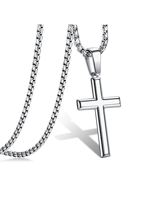 Jstyle Cross Necklace for Men Sterling Silver Cross Pendant with Rolo Chain Necklace for Men Women 16-24 Inches