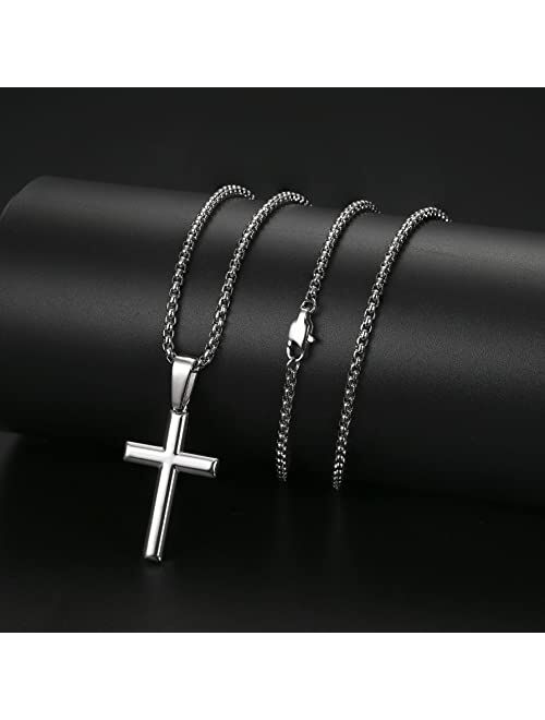 Jstyle Cross Necklace for Men Sterling Silver Cross Pendant with Rolo Chain Necklace for Men Women 16-24 Inches