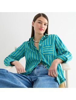 Classic-fit cotton poplin shirt in stripe