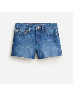 Girls' distressed denim short in waterfall wash
