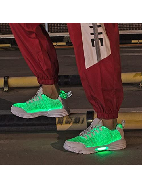 Hot Dingding Fiber Optic LED Shoes for Women Men Light Up Sneakers for Adult USB Charging Flashing Luminous Trainers Shoes