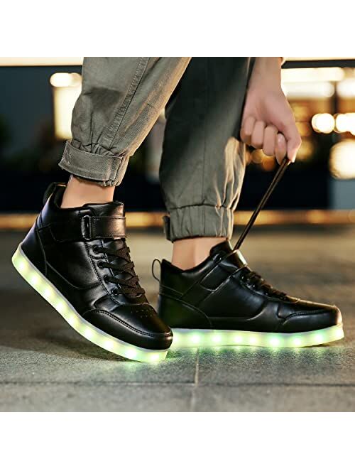JEVRITE Unisex Light Up Shoes LED Shoes USB Charging High Top for Women Men Sneakers Couples Shoes