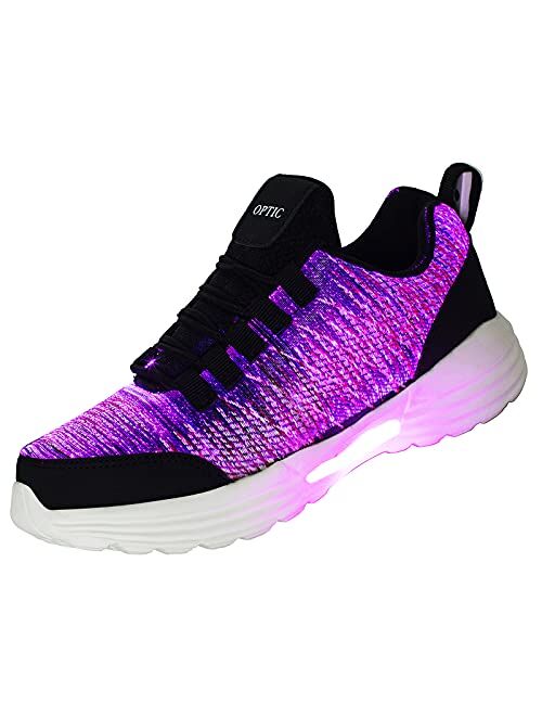 PYYIQI LED Fiber Optic Shoes Light Up Sneakers for Women Men Luminous Trainers Flashing Shoes for Festivals, Christmas, Halloween, New Year Party with USB Charging,