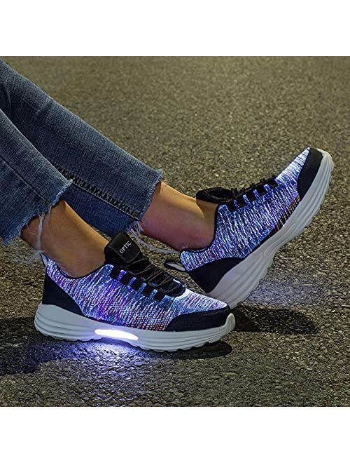PYYIQI LED Fiber Optic Shoes Light Up Sneakers for Women Men Luminous Trainers Flashing Shoes for Festivals, Christmas, Halloween, New Year Party with USB Charging,