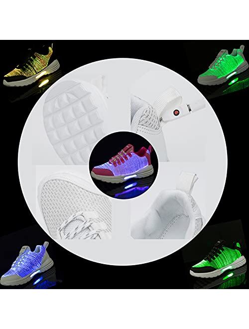 PYYIQI LED Fiber Optic Shoes Light Up Sneakers for Women Men Luminous Trainers Flashing Shoes for Festivals, Christmas, Halloween, New Year Party with USB Charging,