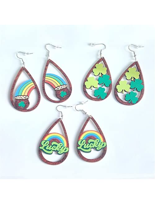 Colorful Bling St. Patrick's Day Earrings Irish Shamrock Acrylic Pendant Earrings Green Shamrock Pendant Exquisite Earrings for Women's Jewelry Gifts