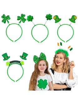 TURNMEON 6Pcs St. Patrick's Day Accessories Party Favor 6 Shamrocks Leprechaun Hat Irish Flag Clover Headwear St. Patrick's Day Party Favors for Women Girls Kids Adults 6