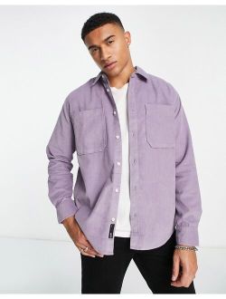 cord overshirt in lilac